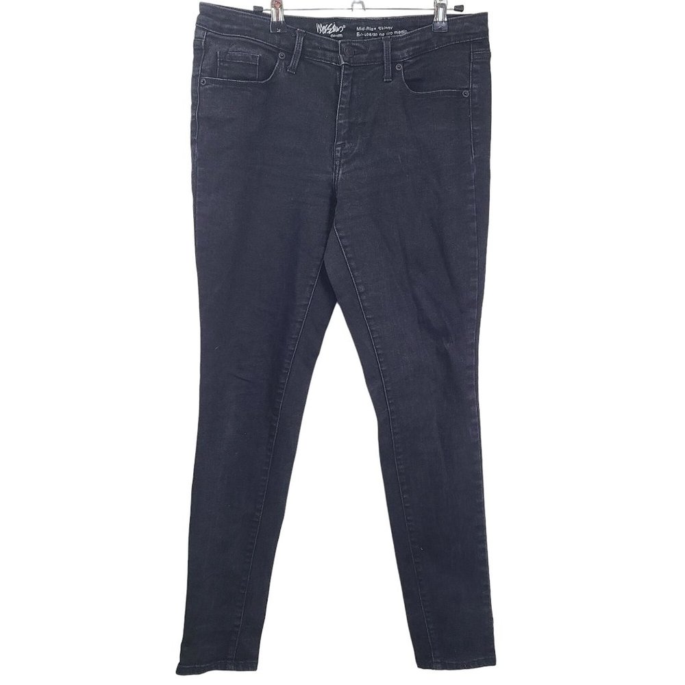 Mossimo Womens Black Denim Mid Rise Skinny Jeans Size 29 8R Power Stretch Pants